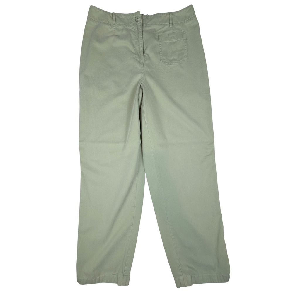 Talbots Womens‎ Sage Green Cotton Tencel Straight Leg Pants Size 12 Elastic Back